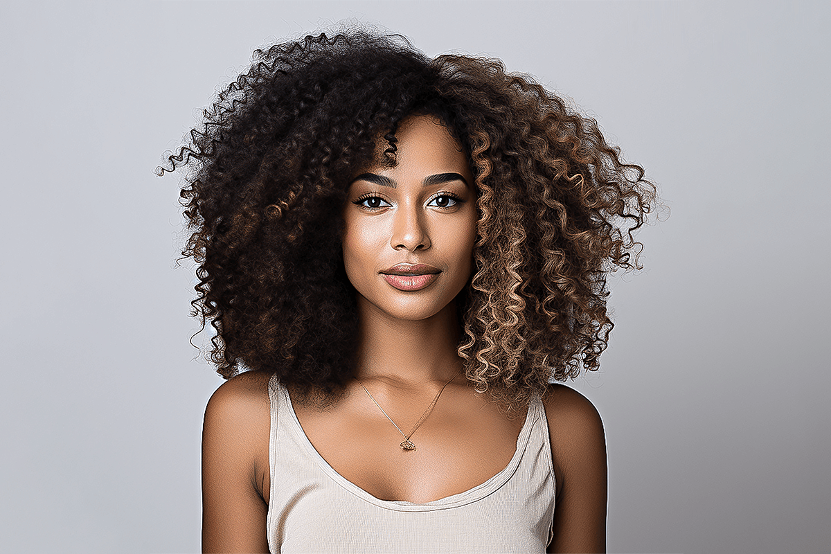 A Smiling Woman with a Curly Hair