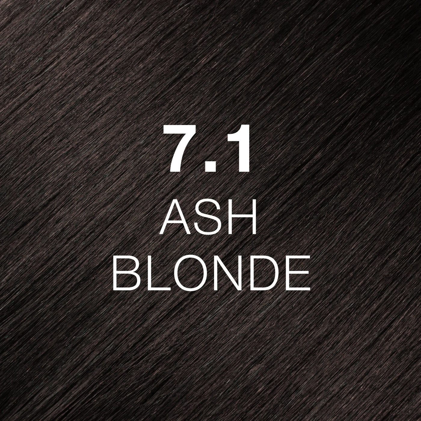Silky hair texture showcasing the GK Hair's Juxevin Cream Color "7.1 Ash Blonde" in bold white text.
