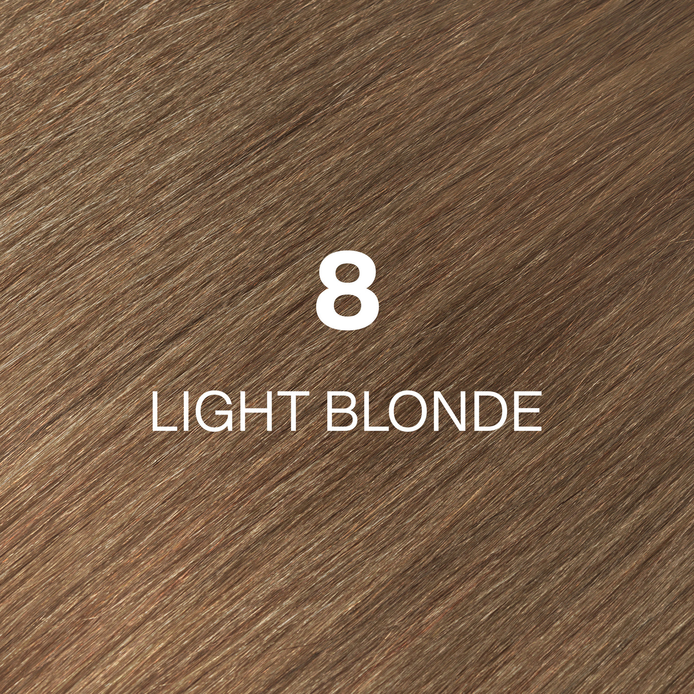 Silky hair texture showcasing the GK Hair's Juxevin Cream Color "8 Light Blonde" in bold white text.