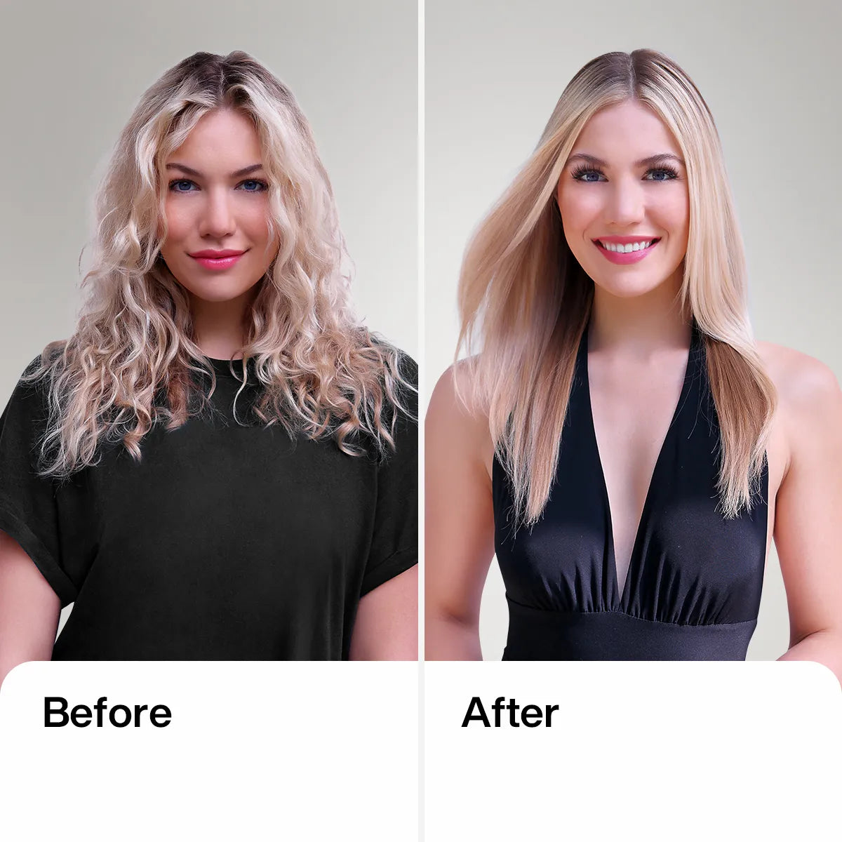 A Model before and after using The Best Hair Treatment