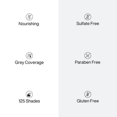 List of product features with icons and text on a white background