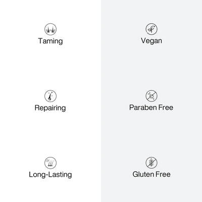 List of GK Hair Best Hair Treatment features with icons and text on a white background